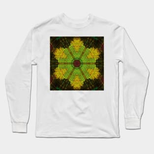 Weave Mandala Green Yellow and Red Long Sleeve T-Shirt